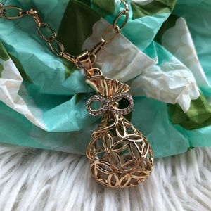 Gold tone 💰crystal cage infinity necklace